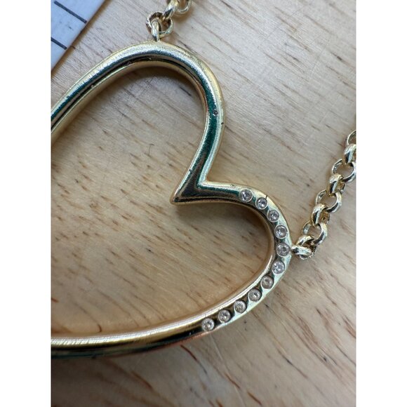 Kendra Scott Ansley Open Heart Gold Pendant Necklace With Crystals On Dainty Cha - Picture 6 of 15